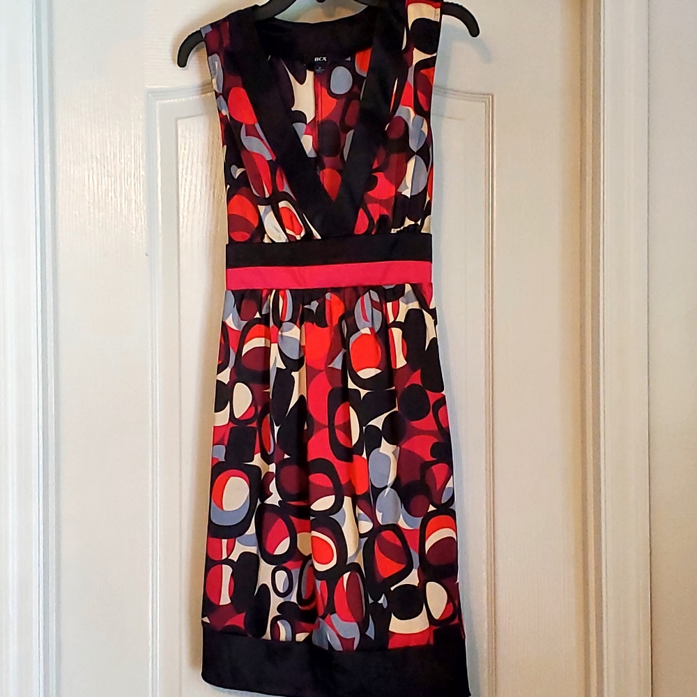 Black Red Pink Geometric Dress